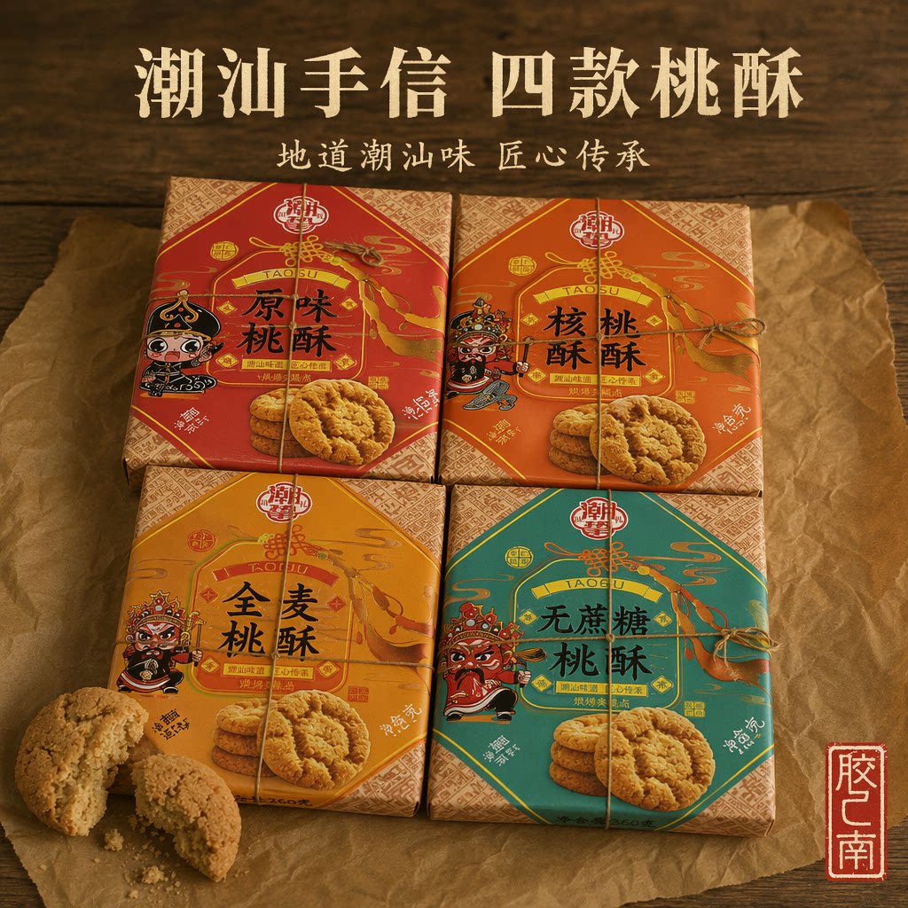 潮汕特产手信核桃酥传统糕点四款口味盒装伴手礼送礼手工制作潮州