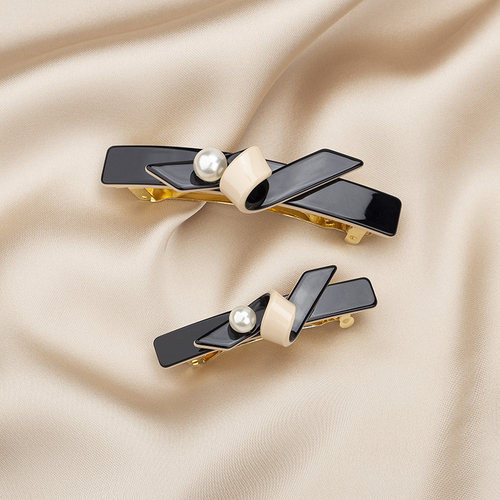 醋酸发夹女后脑勺丝带珍珠夹子