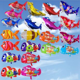 鲸鱼飘空太空气球玩具 铝膜海盗大鲨鱼 气球机器批 热销新款 夏季