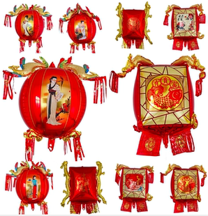 新款喜庆节日飘空灯笼气球  梅蘭竹菊花开富贵热气球灯笼装饰气球