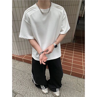 男T恤半袖 立体肩重磅300G纯棉高级感正肩显壮短袖 简约潮 爆款 夏季