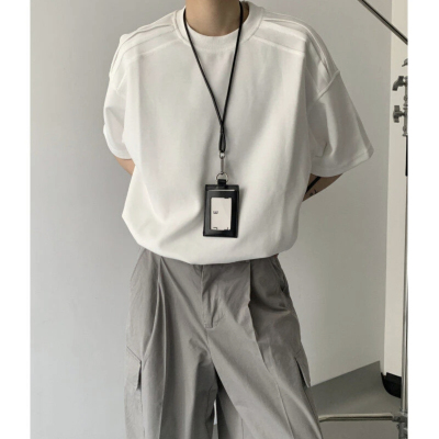 夏季重磅300G纯棉立体肩T恤