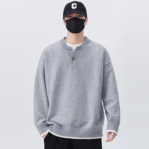 拼接宽松轻奢打底衫长袖亨利领