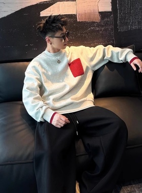 卫衣男新款重磅纯棉圆领套头加厚秋冬季休闲百搭长袖潮牌痞帅个性