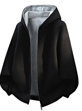 秋冬季美式重磅clenafit开衫卫衣男潮牌潮流撞色休闲宽松连帽外套