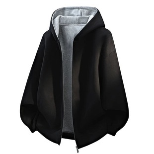 秋冬季美式重磅clenafit开衫卫衣男潮牌潮流撞色休闲宽松连帽外套