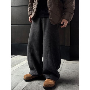 卫裤 宽松加厚立体剪裁毛感质地弯刀百搭情侣休闲裤 男 韩版 秋冬新款