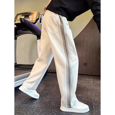 秋冬加绒加厚休闲裤弯刀裤直筒裤