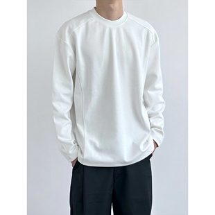 t恤男宽松简约cleanfit打底衫 复古纯棉360G正肩重磅长袖 美式 秋季