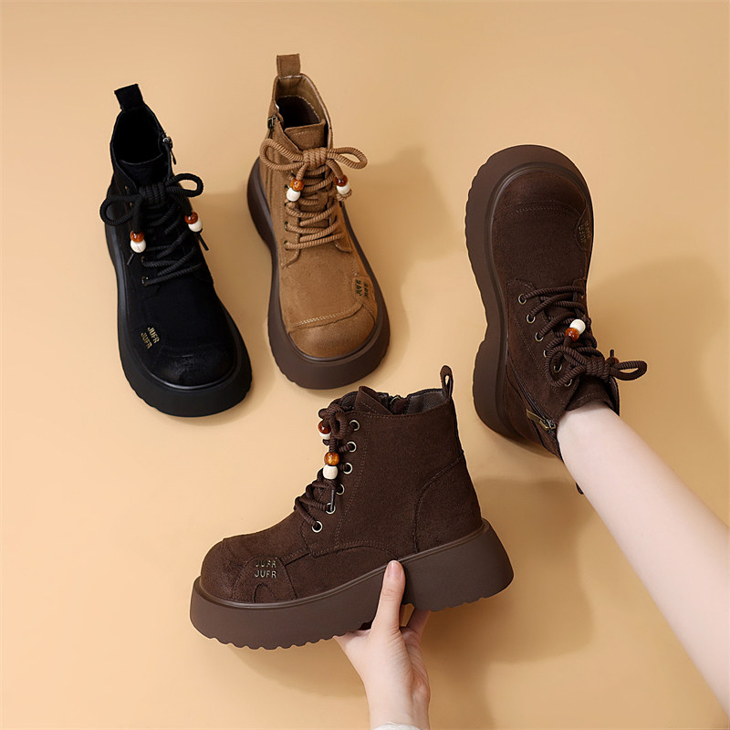 复古厚底马丁靴女2025新款秋冬加绒棉鞋显脚小勃肯短靴松糕雪地靴,女鞋,马丁靴,淘宝优惠券,粉丝福利购,淘宝优惠卷