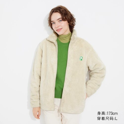 TeddyFresh男女装Doraemon长绒摇粒绒拉链茄克哆啦A梦联名Uの外套