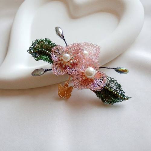 微钩铜丝花朵弹簧夹横夹发饰品