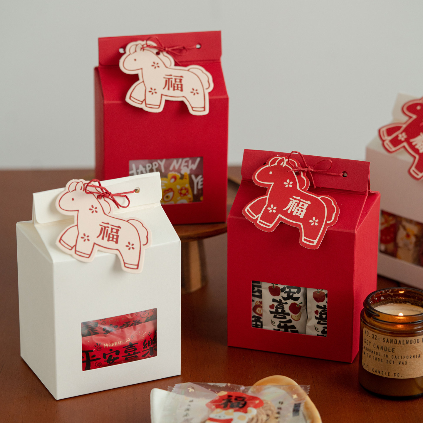 2025新年糖果饼干包装盒烘焙雪花酥牛轧太妃糖情人节礼盒定制logo