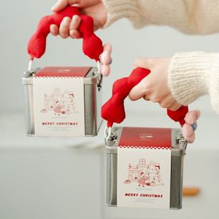 2025圣诞包装盒烘焙糖霜曲奇饼干铁盒牛轧糖糖果节日礼物空盒子