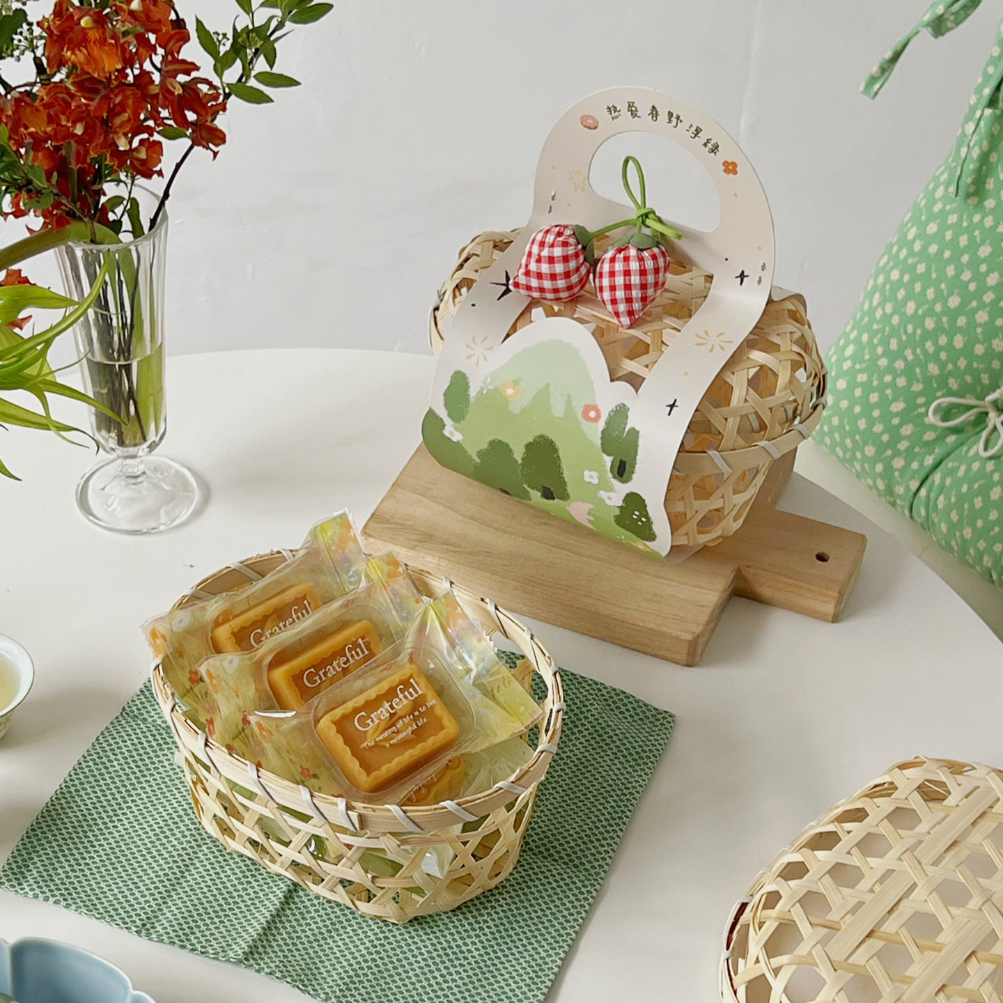 2026新款端午节伴手礼盒绿豆糕盒空盒粽子手提篮子烘焙饼干特产