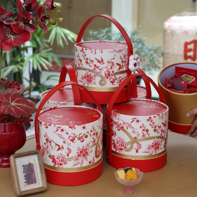 高档新年2026马年礼盒饼干包装盒年货礼盒空盒子手提抱抱桶烘焙,包装,年货礼品包装,淘宝优惠券,粉丝福利购,淘宝优惠卷