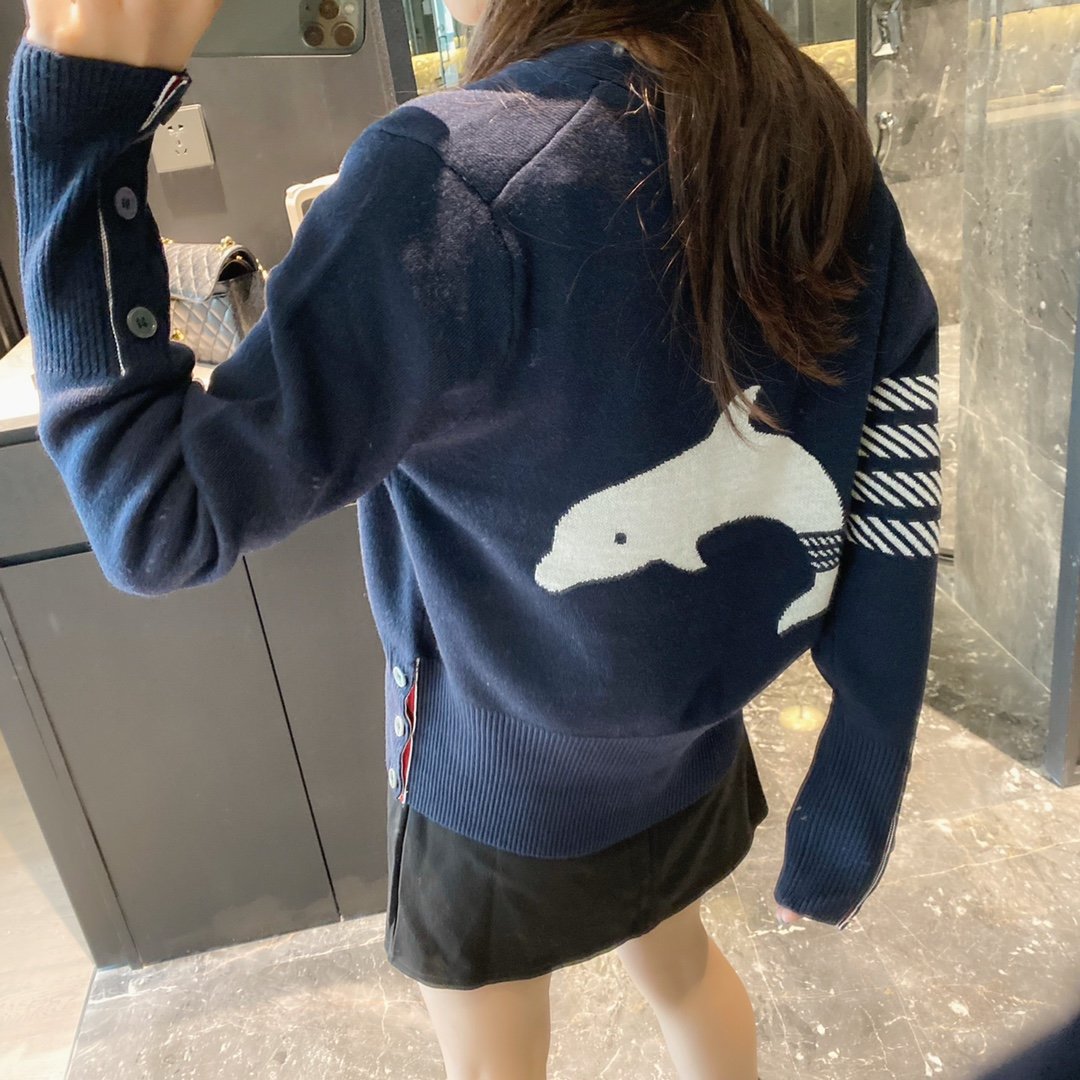 海豚开衫鹅黄色织带口袋