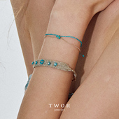 绿松石编织精致手链女新款 TWOR缇坞 S925银宽版 叠戴原创手工配饰