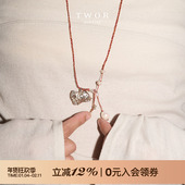 TWOR缇坞 S925银手工房金银拼色小花吊坠绳编长款 发财小狗项链女