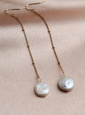 欧美风格新款潮流个性气质夸张珍珠长款链条耳坠女耳饰耳环巴珠