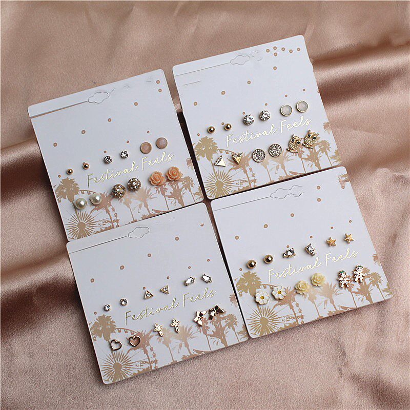 新款坠套装耳钉日常通勤款镶水钻简约大气一周套装女生学生耳饰