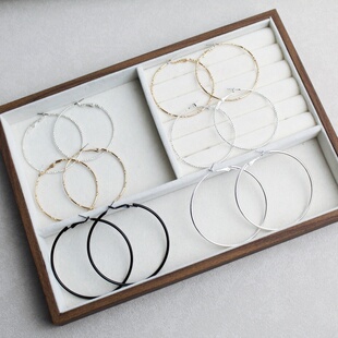 简约金属圆环耳环女大圈圈耳饰叠戴百搭气质 组合潮流个性 新款 套装