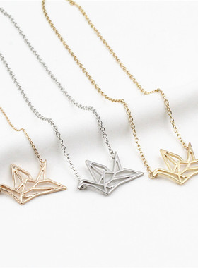 日系千纸鹤大气卡通韩版锁骨链