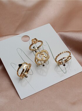 女款合金镀金日韩风套装组合戒指