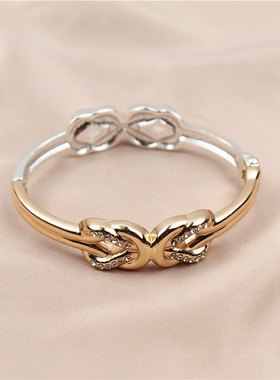 活口打结镶水钻拼色弹簧扣手环