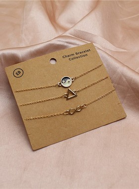 女金属镀金日韩组合套装手链