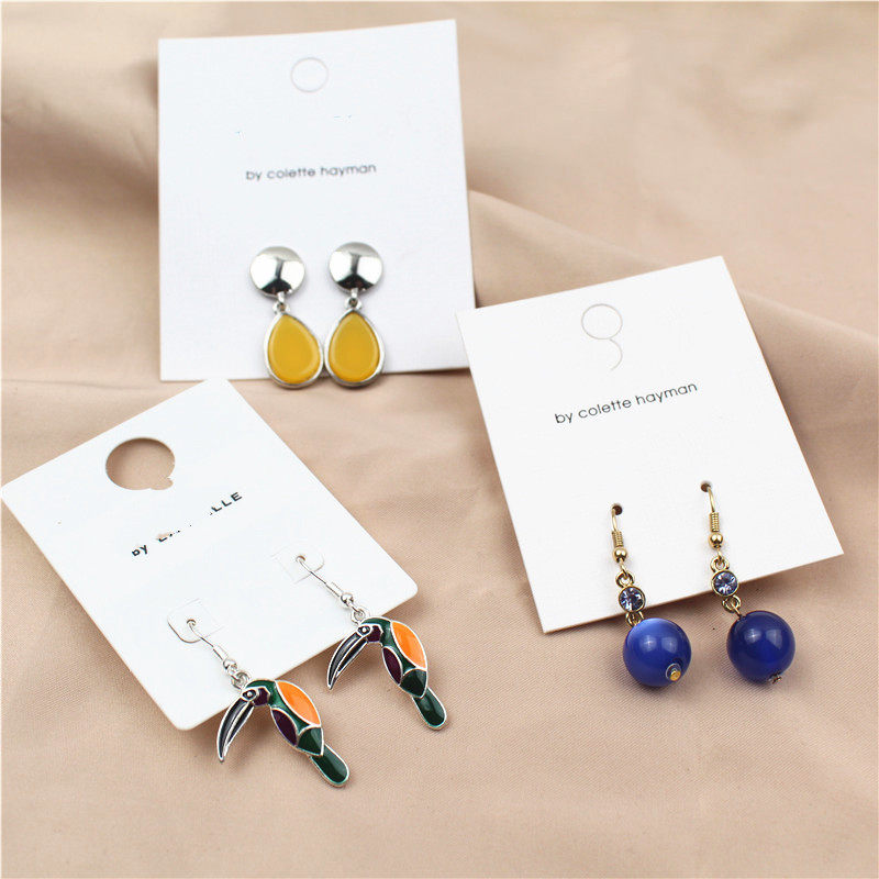 欧美新款耳钉简约大气水滴形水钻彩色滴釉卡通潮流时尚女耳坠耳饰