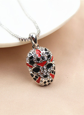 镶水钻滴釉京剧面具时尚风毛衣链