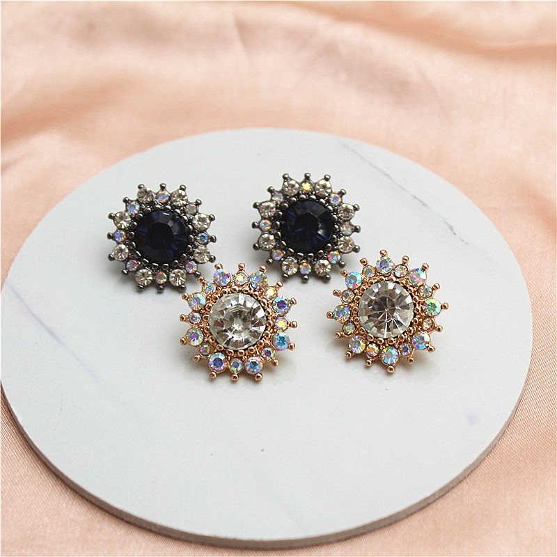 金属镀金日韩水钻女满钻耳钉