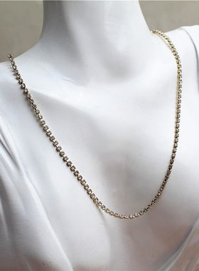 金属镀金女镶水钻细款项链锁骨链