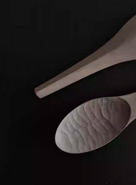 勺二十四 杂碎国货 雾霾山 大漆 流线短木勺甜品勺