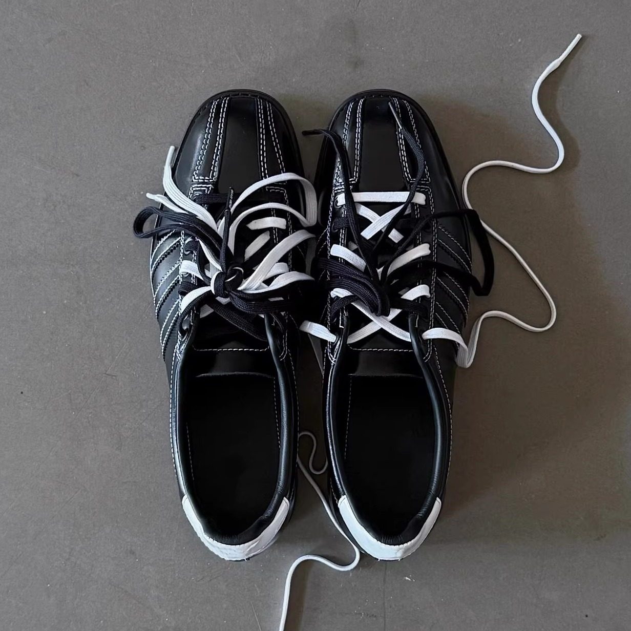 暗黑复古保龄球鞋德训鞋运动板鞋