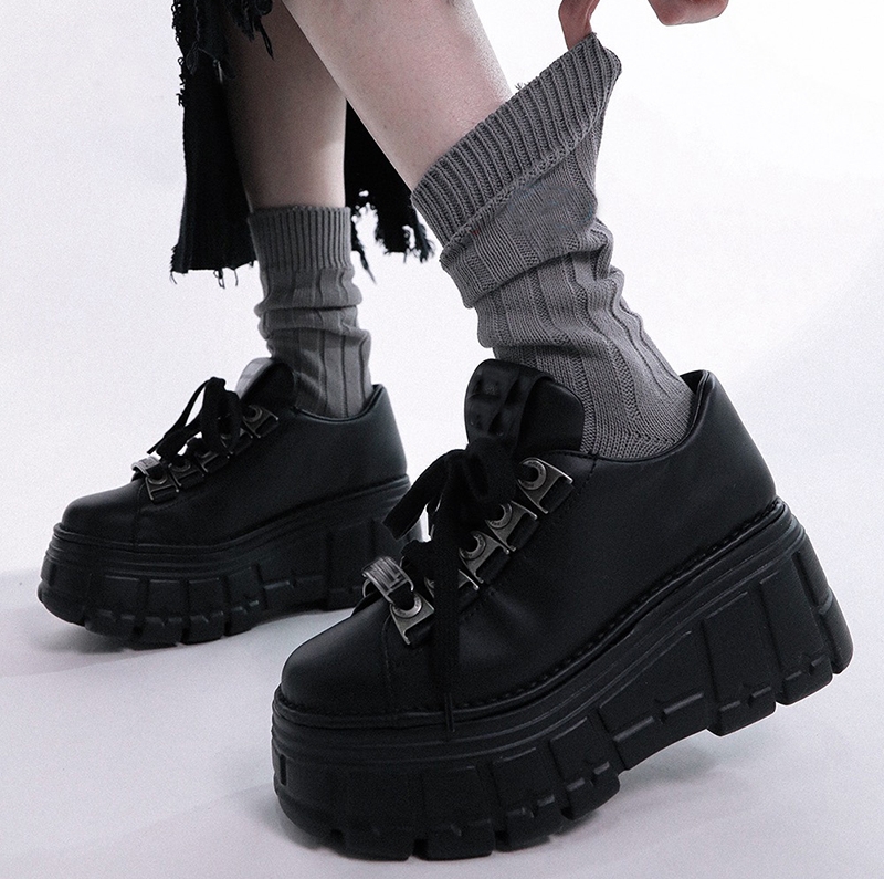 朋克鞋女增高厚底单鞋哥特风女鞋
