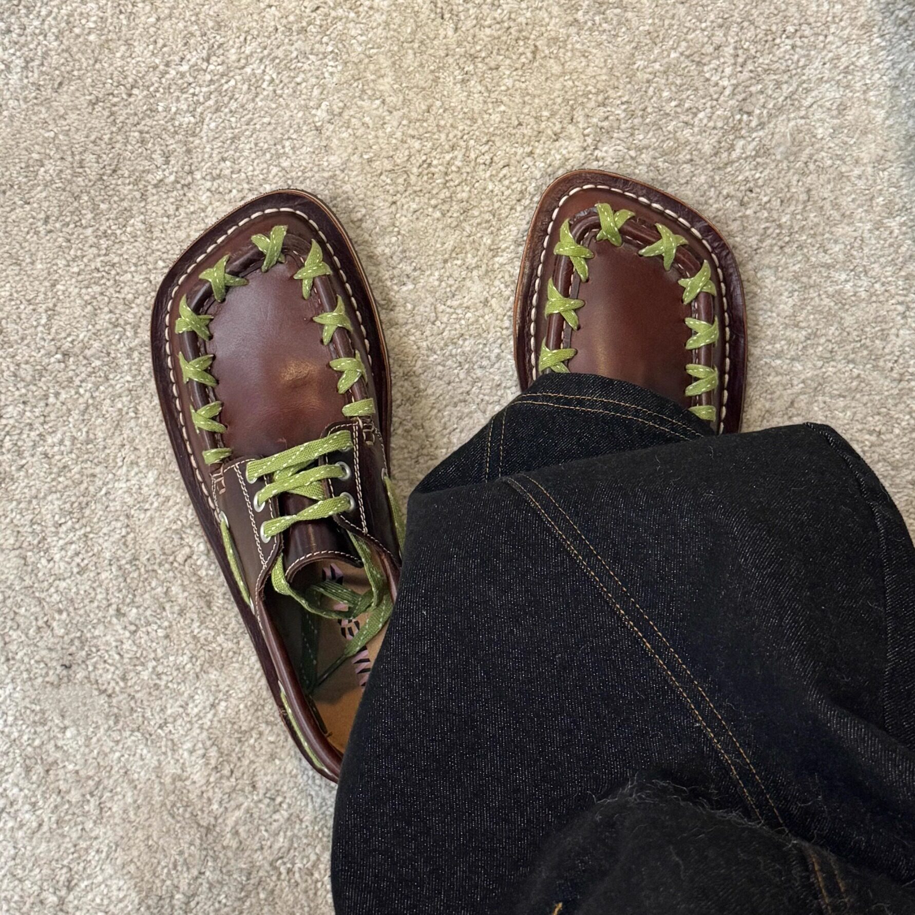 男女同款设计感复古乐福鞋英伦小皮鞋缝线真皮绑带编织单鞋德比鞋