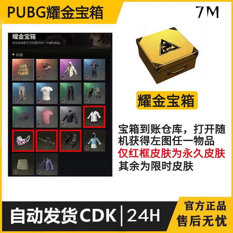 耀金宝箱PUBG绝地求生东南亚巅峰训练服夹克宝箱CDK皮肤饰品图片