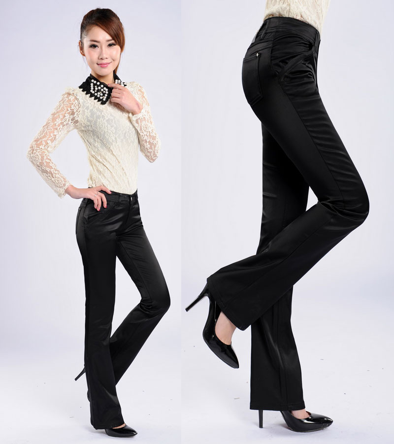 上班族冲呀女士长裤职业西裤显瘦中腰微喇弹力修身抗皱免烫