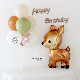 ins宝宝满月100天生日布置小鹿气球儿童30天百天周岁森系拍照道具