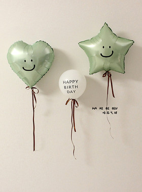 ins绿意深林风绿色爱心五角星气球装饰宝宝满月百天周岁生日布置