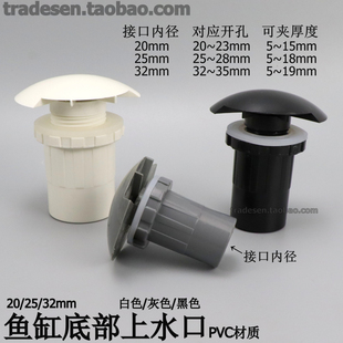 鱼缸PVC底部出水口缸内无管道上水接头无溢流底吹进水上下水管件