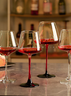 红酒杯套装6只欧式玻璃高脚杯家用2只水晶勃艮第葡萄酒杯子醒酒器