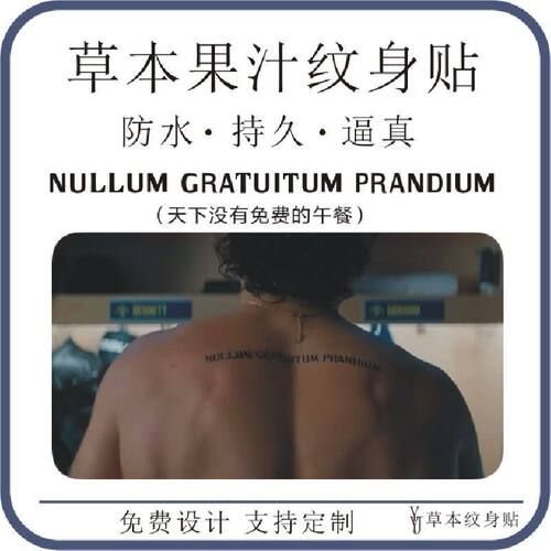 Off Campus校园之外Garrett Graham后背拉丁文草本果汁防水纹身贴
