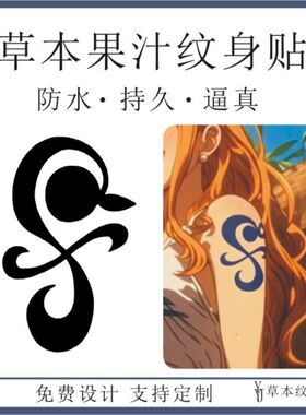 动漫航海王娜美cos手臂图案橘子风车草本果汁防水刺青持久纹身贴