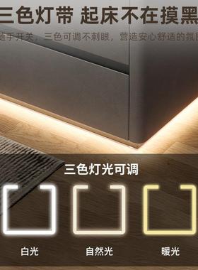 床头柜板感轻奢简约现代家用室实木收纳柜高级床边P372A柜岩卧带