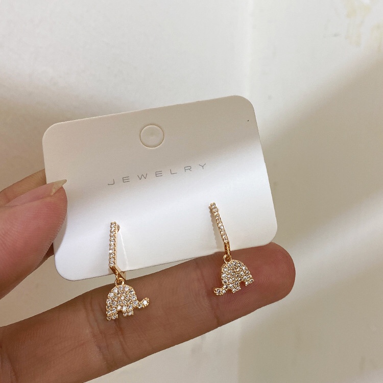 满钻超闪甜美风可爱卡通小象耳扣
