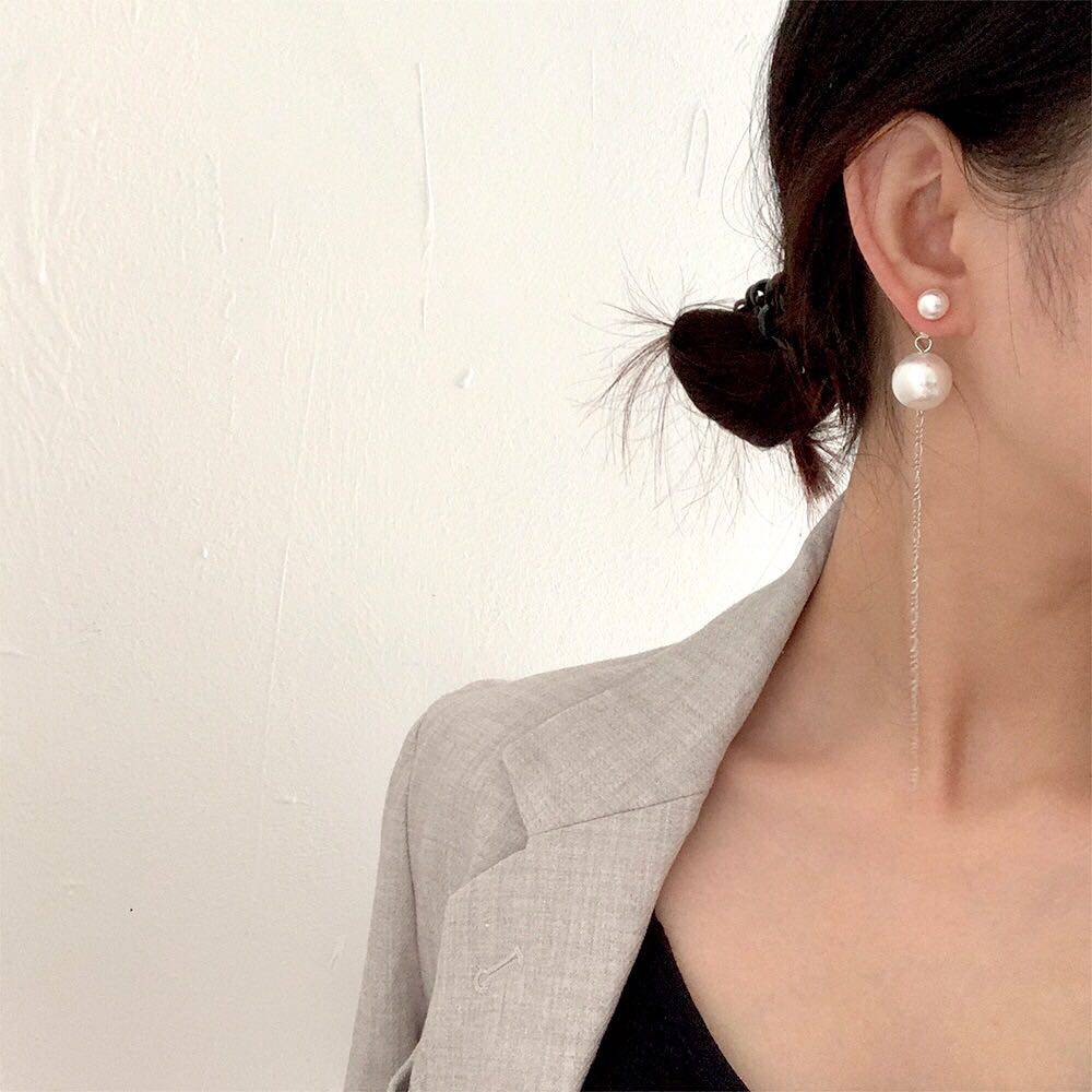 韩国时尚网红ins个性长款珍珠流苏耳坠超仙女气质显脸瘦耳环耳饰