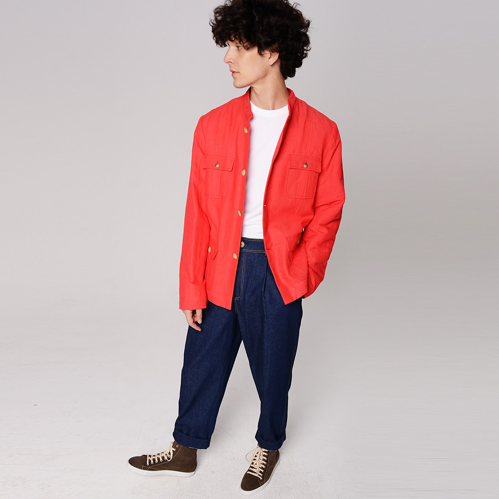 清仓处理男装红色短款棉服